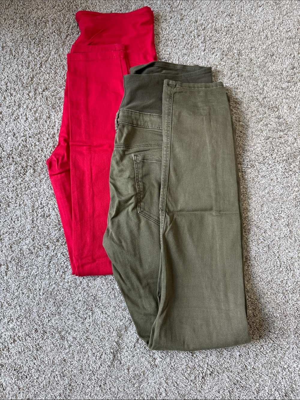 Maternity Denim Bundle - Red and olive green